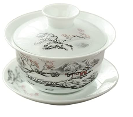 BATLAM Tasse à thé Bol à Couvercle en Porcelaine Bleue et Blanche Tasse à thé Grand Bol à thé Unique Service à thé en Porcelaine Blanche Accessoires de thé céladon (Couleur : Vert Clair)