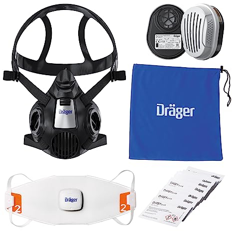 Dräger X-plore 3500 Kit di protezione respiratoria per incendi boschivi: Semimaschera + Filtro ABEK1Hg-P3, Protezione da fumo e cenere durante gli incendi boschivi, Taglia L