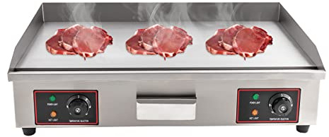 30 Commercial Electric Griddle, 110V 3000W Electric Stainless Steel Countertop Flat Top Griddle Electric Flat Top Grill Teppanyaki Grill with Adjustable Temperature Control 122-572℉ (No Plug)