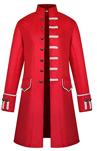 TIMELYE Halloween Frack Mittelalter Viktorianische Fur Herren，Gothic Lange Smoking Mantel Renaissance Piraten Vampir Party Cosplay Kostüme Karneval Uniform Herrenobterteil for Männer Erwachsene