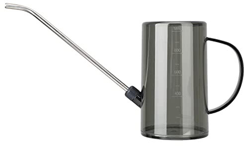 Regadera Transparente con Línea Graduada, Maceta con Asa, Mini Maceta con Boquilla Larga para Interior Y Exterior, Jardinería, 1 L(Negro)