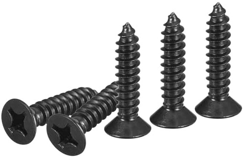 DTGN 50Pcs #12x1 Flat Head Wood Screws, 304 Stainless Steel Phillips Self Tapping Screws - Good for Woodworking, Furniture - Black