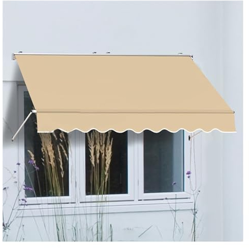 Store Banne Manuel,Auvent de terrasse,Auvent Rétractable,Réglable Store pergola extérieur, Imperméable ,Résistant aux UV,Métal et Polyester pour Terrasse, Fenêtre ( Color : Beige , Size : 200x80cm )