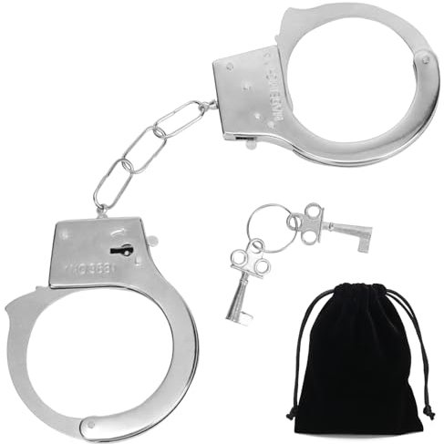 Handschellen mit Schlüssel, robuste, langlebige Handschellen mit Samt-Aufbewahrungstasche, Spielrequisiten, Handschellen für Erwachsene, Schlafzimmer, für Rollenspiele, Cosplay, Halloween,