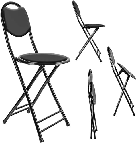 DEZYN - Heavy Duty Metal Padded Folding High Chair Stool Seat for Home, Desk Chair, Load Bearing Schools Events Hall Guest Seating