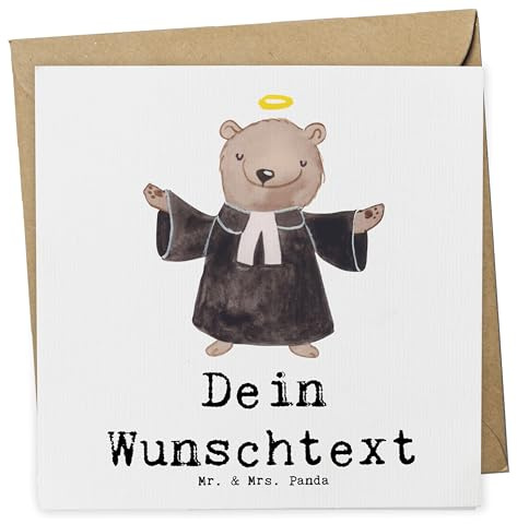 Mr. & Mrs. Panda Personalisierte Karten Pastor Herz - Geschenke, grußkarte personalisiert, Spruch, Postkarte, Geschenk, Theologe, Kirche, Pfarrer, Lustig, karte
