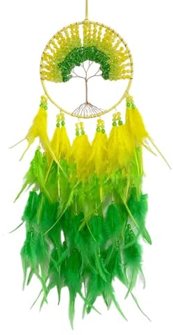 Nice Dream Makramee Traumfänger Boho Dreamcatcher Handgefertigt, Gewebte Feder Wandbehang Handgemachte Traumfänger Quasten Baum des Lebens Ornament für Wand Zimmer Auto Deko Ornament Geschenk