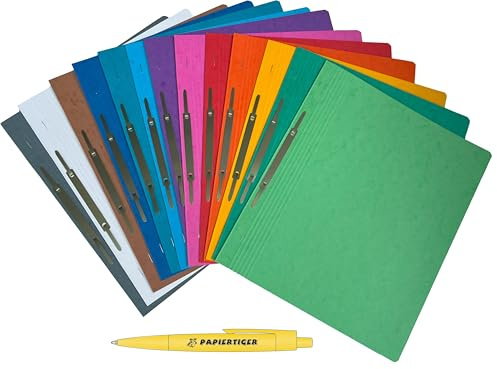 Papiertiger Schnellhefter aus Karton/Pappe für Schule und Büro extrastark mit Papiertiger Kugelschreiber (Pressspankarton, sortiert, 13er spezial)