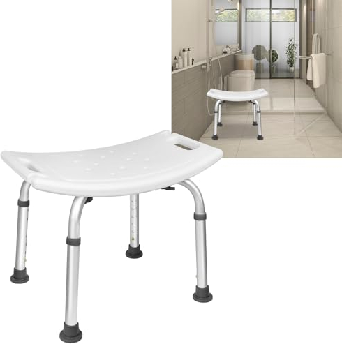 TANYEAR Duschhocker Duschstuhl, 38-53cm Höhenverstellbar Badhocker Alu Duschsitz, Duschhilfe Badsitz aus Kunststoff, Anti-Rutsch Duschsitz, bis 135kg, Modell A