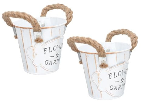 Parliky 2stücke Eisenblumentopf Mit Griff Aus Eisen Und Seil Für Indoor Und Outdoor-Pflanzen Sukkulenten Und Gartenblumentopf Kompaktes Und Tragbares Design