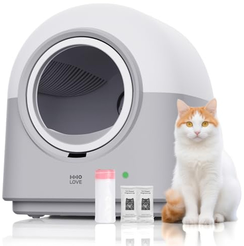 ABRCT Selbstreinigende Katzentoilette PRO, Katzenklo Selbstreinigend XXL, Wägbar, Hygienisch, Geruchsneutral, APP-Steuerung, Große Fassungsvermögen für Mehrere Katzen, mit Katzenstreu Matte