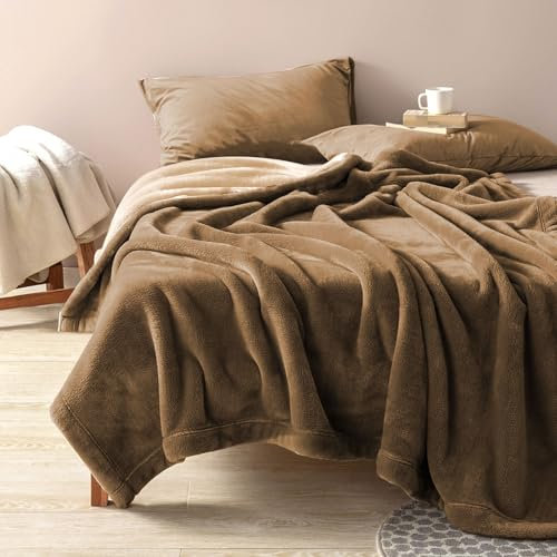 YISURE wasserdichte Decke waschbar für Paare 230x203, Braune Kuscheldecke Reversibel King Size, wasserfeste Auslaufsichere Bettdecke zum Schutz der Couch Bettmatratze oder Möbel (Braun/Tan)