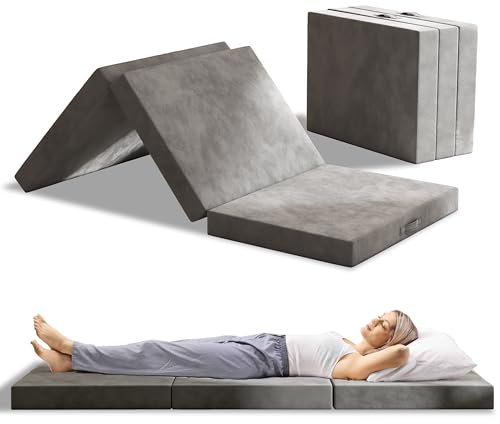 MOLPHIT Klappmatratze 140x195x10CM Mittelfeste, Faltmatratze, Gästematratze, Gästebett Klappbar aus extra dick 10cm mit waschbarem Bezug, ze für Reisen, Camping, Boden, Gästebett, Matratze