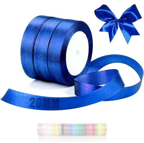TXXATX 66m Schleifenband Königsblau Satinband Deko 20mm Geschenkband Breit | Ribbon Band Königsblau, für Hochzeit, Stoff Geschenk, Taufe, Geburtstag, Geschenkverpackung, Weihnachtstischdeko