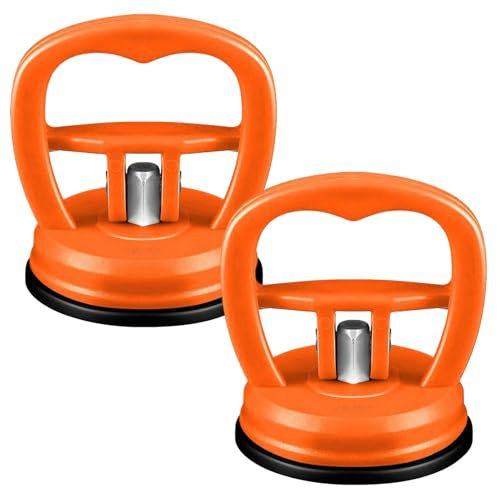 Amusingtao 2 Pcs Car Dent Puller,Dent Puller Suction Cup,Car Dent Remover, Dent Remover Tool for Car Dent Repair, Glass, Screen, Tiles Lifting and Objects Moving(Orange)
