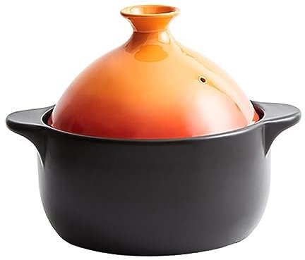 Cast Iron Moroccan Tagine Pot, Enameled Moroccan Tagine Pot Ceramic Non Stick Tajine Pot with Lid For Cooking Pot Casserole Dishes Saucepan Stew Pot (Color : Orange, Size : 2.4L)
