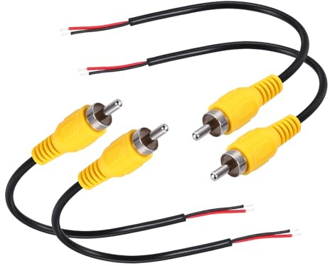 sourcing map Lot de 4 connecteurs plats jaunes RCA mâles de 15,2 cm vers câble nu à extrémité ouverte audio vidéo RCA pour amplificateur de haut-parleur fil