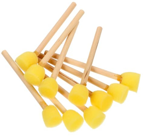 CIMAXIC Pinceles De Esponja Redonda para Pintar 1.5cm 10 Piezas Herramienta De Arte para Niños Amarilla Mango De Madera Manualidades Decoración del Hogar Regalos para Cumpleaños