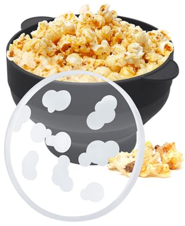 Palomitas de maíz de silicona, plegable, para noches de cine familiares (negro)