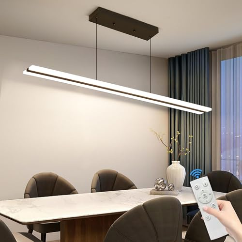 Mikeru 100cm Acryl LED Pendelleuchte, Pendelleuchten Höhenverstellbar 10% bis 100% Dimmbare Büro Beleuchtung Hängeleuchte 3000k/4500k/6000k LED Hängeleuchte Modern Esszimmer für Schlafzimmer