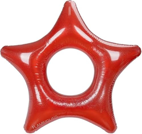 Flamingueo Aufblasbare für Kinder, Star-Donut-Schwimmer, PVC-Glitter, Material Beständig, Doppelventil, 110 x 105 x 20 cm