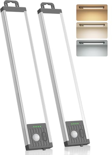 GOODEA 25cm 2800mAh Schranklicht mit Bewegungsmelder LED Schrankbeleuchtung | 3 Modi,3 CCT & Dimmbar Unterbauleuchte Magnetlampe für Unterschrank, Kleiderschrank, Treppe, Flur Beleuchtung, 2 Stück
