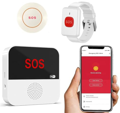 Alarmes et téléavertisseurs personnels sans fil VOCA pour personnes âgées, alarme d'urgence, bouton SOS, alarme panique, sonnette d'appel infirmière, système SOS pour la maison/personnel