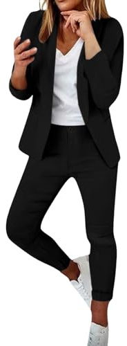 Completi Donna Ufficio Completo Due Pezzi Casual Aperto Davanti Colletto Abito Ufficio Manica Lunga Matrimonio Set Da Cerimonia Giacche E Pantalone Tuta Da Lavoro Business Per Business E Matrimoni