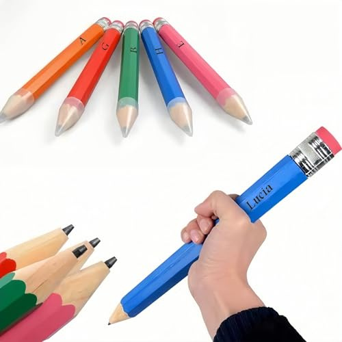 MEIEG Lápiz Gigante Personalizado Con Nombre, Lápices Grandes De Madera Personalizados Con Goma De Borrar, Lápiz Gigante Divertido Para Decoración, Para Niños, Colegio, Regalos Para Fiestas