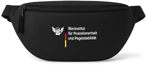 Bierinstitut - Bauchtasche Herren/Damen, Umhängetasche Festival Gadget, Bauchtasche Zubehör, Gürteltasche Herren, perfekt für Malle, Schwarz