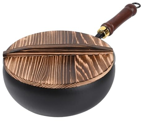 Cast Nourishment Maker - Olla de cocina rústica, hervidor de alimentos tradicional | Plato hondo de acero al carbón resistente, tapa antiadherente, utensilios de cocina, para preparación de fiestas al