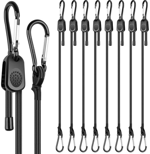 Spanngummi Mit Karabiner Haken Verstellbar, 45 cm Expander Mit Haken GepäCkspanner zur Befestigung von Sonnensegel, Tarpaulins, Abdeckplane Fahrrad, Auto, Ladung (8 Stück)