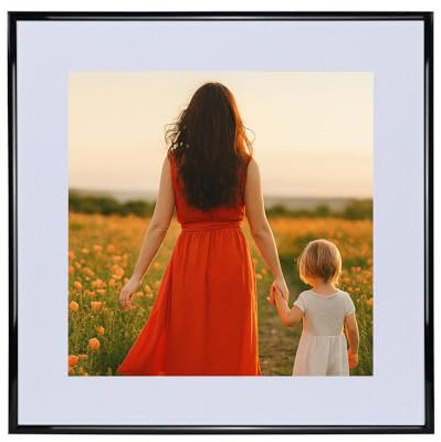 IDEAL TREND New Lifestyle Kunststoff Bilderrahmen mit Passepartout & Kunststoffglas Collage Wanddeko Poster Hoch- & Querformat: Farbe: Schwarz | Format: 40x40