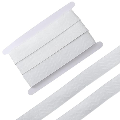 GORGECRAFT 5ydaX34.5mm Cinta Elástica de Silicona Ondulada Antideslizante Banda Elástica de Agarre Gomas Elásticas Rollo de Cinta Cinturón Carrete Manualidades de Costura de Prendas Pantalones Blanco