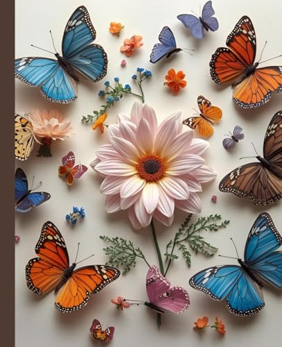 Butterflies colorful ruled notebook for collage and students