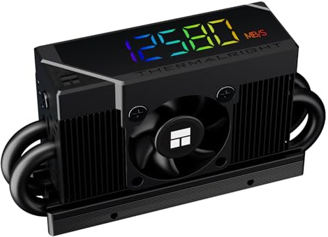 Thermalright HR10 2280 PRO Digital Black - Hard disk ad alte prestazioni con heat pipe AGHP da 4 x 5 mm, display digitale ARGB, raffreddamento di ventole piccole, dissipatori di calore SSD