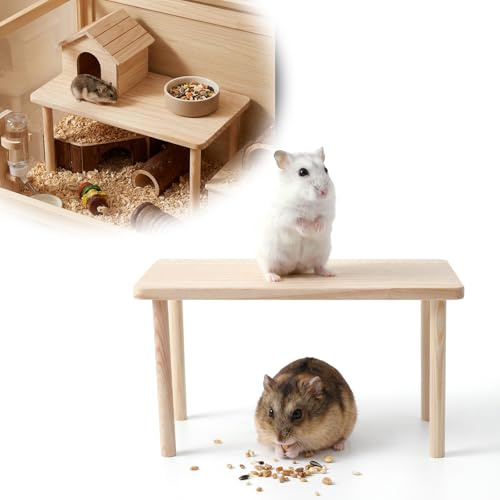 DOPENSPI Plateforme pour hamster, accessoire en bois pour cage à hamster, pédale de jeu pour hamsters nains syriens, gerbils, mice, degus ou autres petits animaux