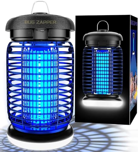 seenlast Lámpara Antimosquitos Electrico, Mata Mosquitos Electrico 4200V 15W UV Lampara Mosquitos, Atrapa Mosquitos con LED,IPX4 Impermeable,Area Efectiva 80-140m² para Interior y Exterior