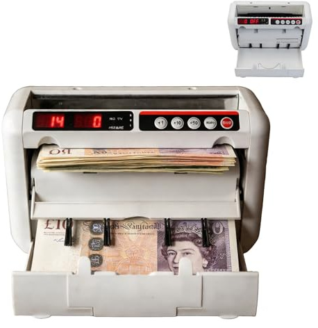 HuanEssentric Money Counter Machine with Counterfeit Detection,High Speed Banknote Counter Counts 999 Bills,Batch Counting Cash Currency Counter for Shops,Small Business