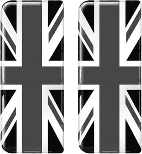 2 x 3D UK JACK Gel Silicone Badge Car Number Plate Self Adhesive Stickers | GB UK Union Jack Flag ForMotorcycle & Car Registration Plate Set-BLACK
