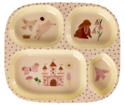 Rice Kinderteller mit 4er Einteilung - hellrosa - Fairytale, Melamin BPA frei, Spülmaschinengeeignet bis 70°C