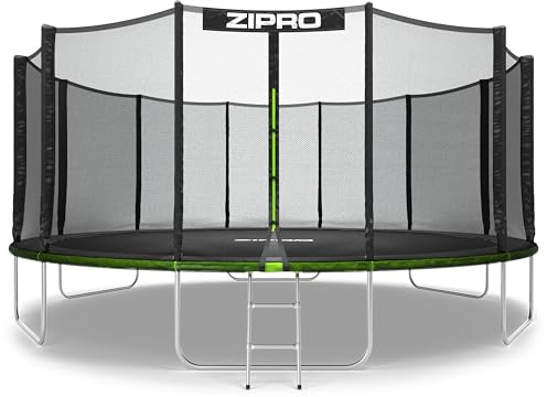 ZIPRO Trampolin Outdoor Rechteckig Bodentrampolin für Garten Gartentrampolin Eckig Groß mit Netz Sicherheitsnetz Springmatte und Leiter Stabil Randabdeckung - JumpPro Out 496cm