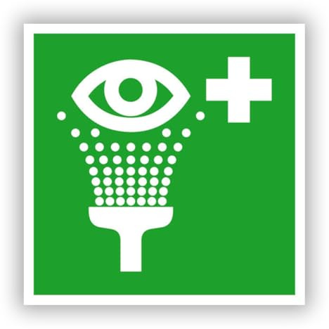Betriebsausstattung24 Erste-Hilfe-Schild Augendusche - Aluminium, geprägt - 20,0 x 20,0 cm - Symbol Schild - DIN EN ISO 7010 - E011 - ASR A1.3