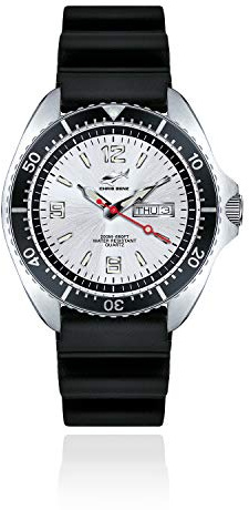CHRIS BENZ ONE Man 200M Taucheruhr mit Kautschukband, Haifischsilber