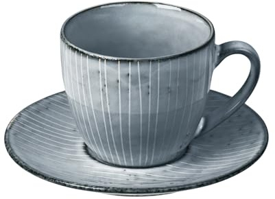 Broste Copenhagen 14533134 Nordic Sea Tasse mit Untertasse, Steinzeug, Blau