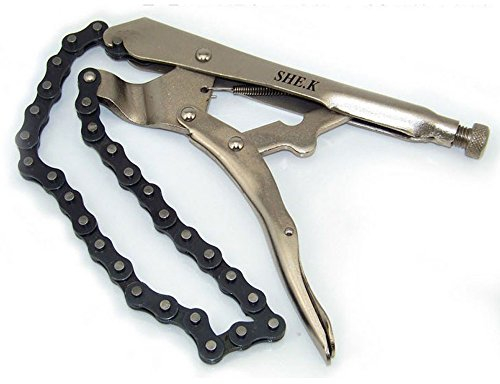 NUZAMAS 22,9 cm Kette Klemme Vise Stahl Zange Feststellzange Grip Schlüssel Ölfilter Rohrabschneider Schraubstock (Kette 45,7 cm lang)