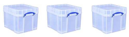 Really Useful Box Plastic Storage Bonus Pack 3x35 Litre Clear with XL Lid Clear