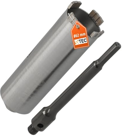 Diamant Bohrkrone Sechskant lang (200mm) Aufnahme Nutzlänge 180 mm Ø 62 mm Betonbohrkrone Kernbohrer