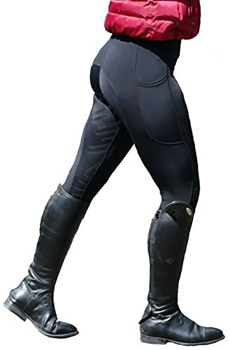 Turner Equestrian Turners Black Ladies Silicone Grip Soft Horse Riding/Gym/Yoga Leggings Tights Breeches (XL UK 14-16)