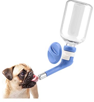 Andiker No-Drip Pet Water Dispenser,Dog Kennel Cage Water Bottle Drinker Kettle for Pets can be Raised and Lowered Drinking Water Feeding Water (Blue)